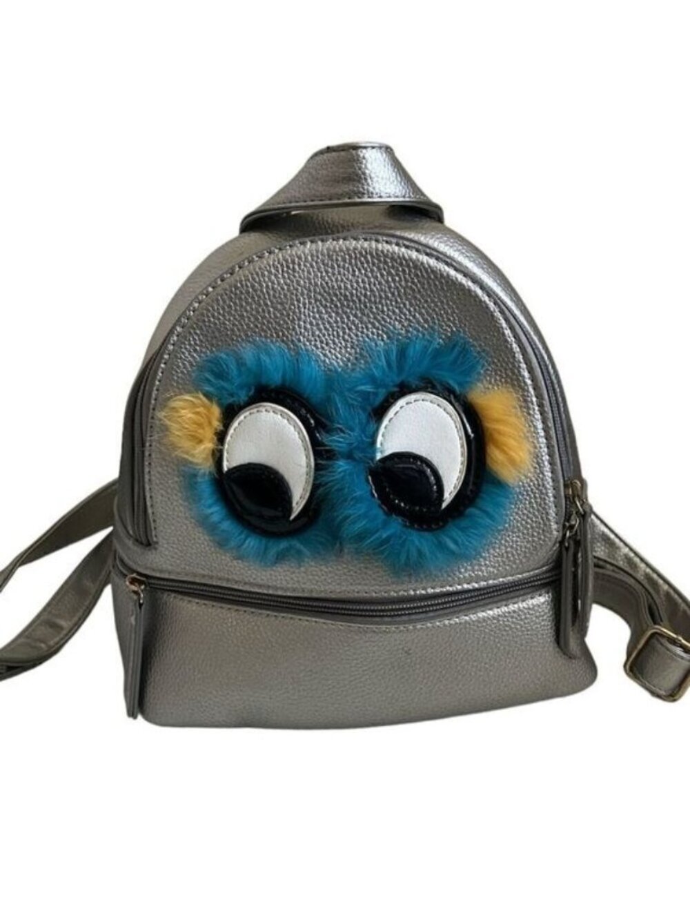 Olivia Miller Furface Silver Retro Inspired Monster Theme Mini Backpack